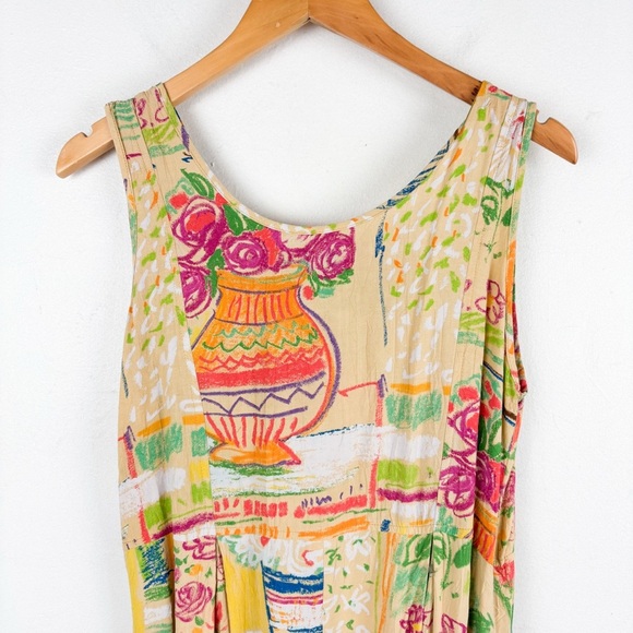 VTG Jams World Quirky Crayon Print Sleeveless Maxi Dress Sz M - Picture 4 of 9